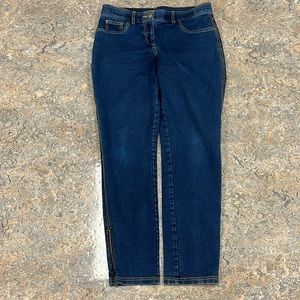 Denver Hayes Contemporary Fit Blue Jeans, Skinny Size L, Zipper at Bottom of Leg